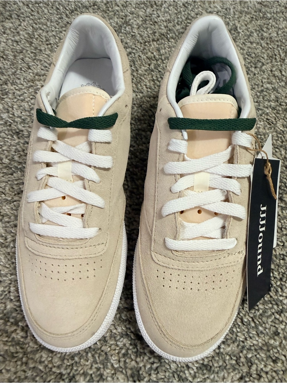 Reebok JJJJound Club C85 Suede Tan Sneakers w/ extra Dark Green Laces NWT + Box - Picture 2 of 11